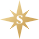 A small, stylized gold star with an ‘S’ in tStately logo with gold star and 'S' in the centerhe center, representing Stately’s luxury home staging and interior design brand in Las Vegas.
